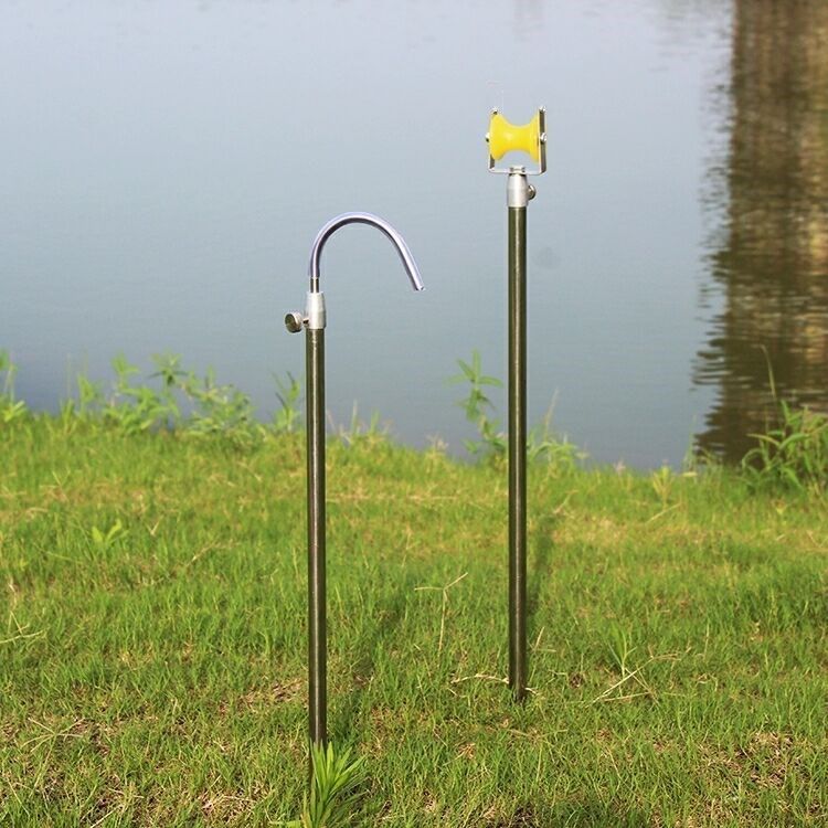 釣魚竿全金屬長竿支架長杆魚杆手杆手竿炮竿架帶滑輪炮臺漁具威東