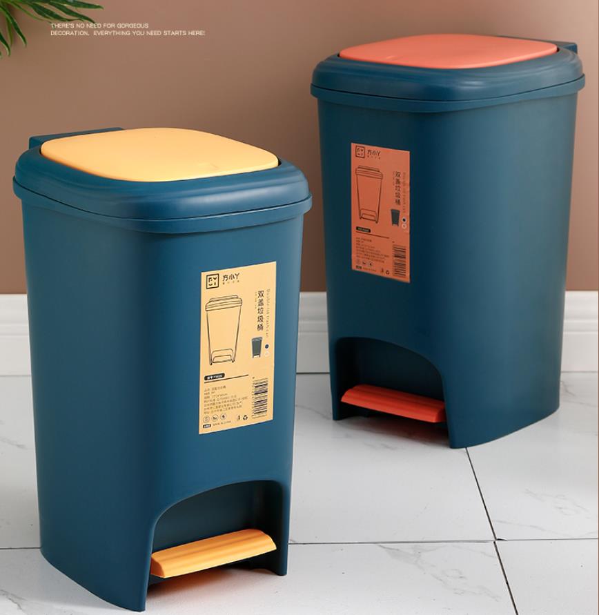 腳踏垃圾桶 大容量垃圾桶 家用垃圾桶腳踏式塑料廚房衛生間廁所客廳輕奢帶蓋北歐ins風紙簍『cyd6957』