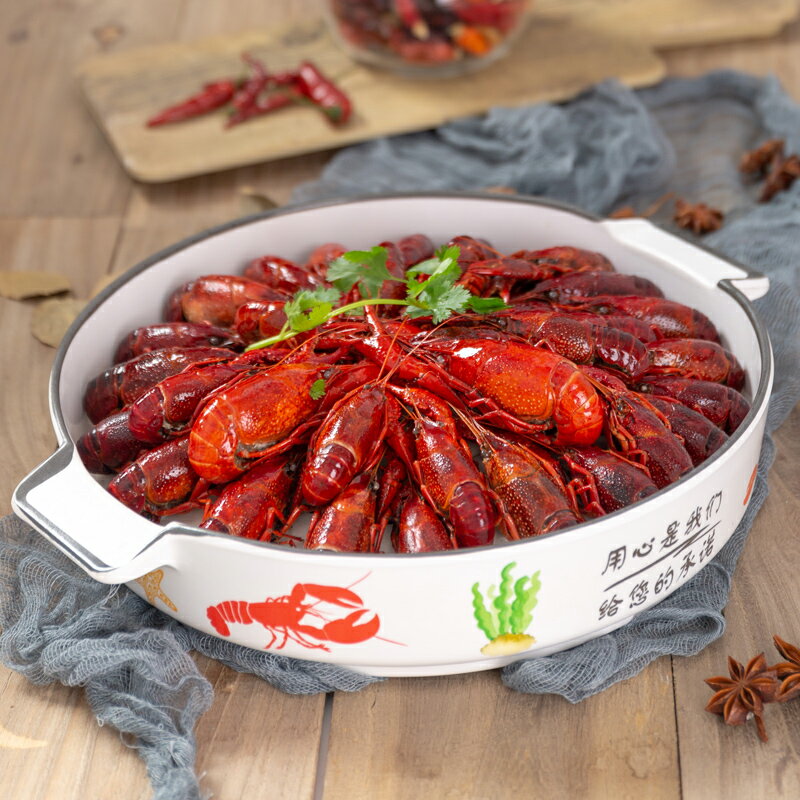 創意密胺麻辣小龍蝦盤子黑色仿瓷塑膠商用酸菜魚盆乾冰意境盤餐具
