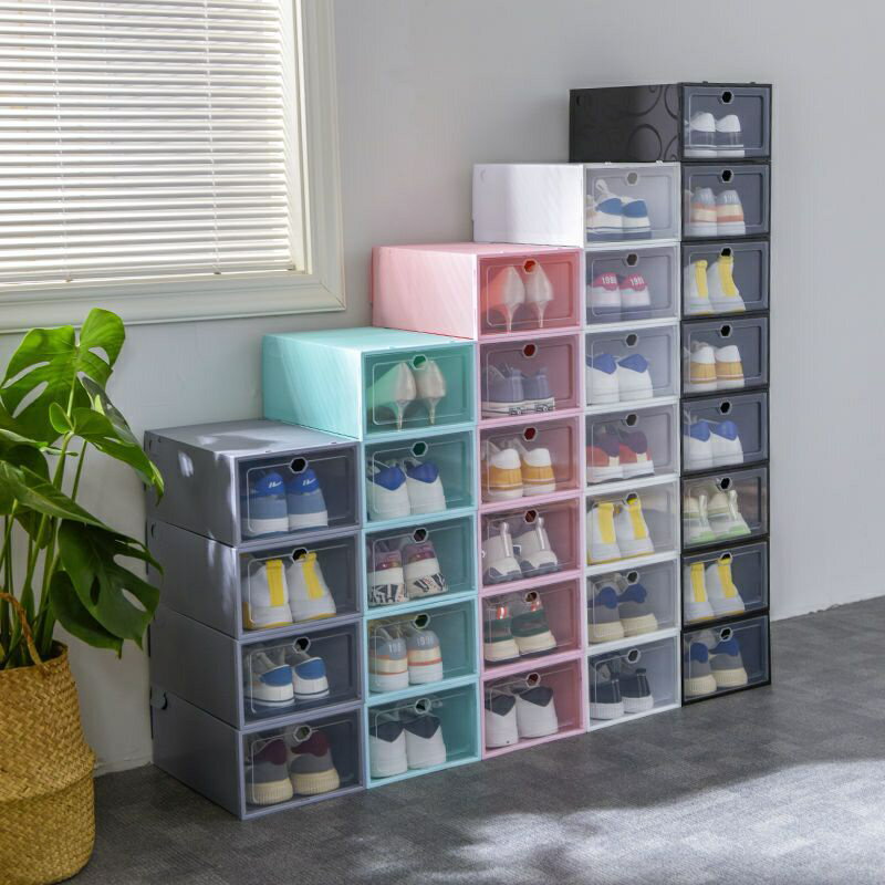 加厚透明鞋盒鞋櫃塑料收納盒鞋盒防塵防潮收納櫃家用簡易宿舍鞋架