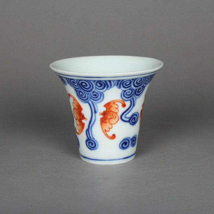 清同治粉彩云福紋茶杯聞香杯古玩古董陶瓷器手工仿古老貨收藏擺件| 協貿