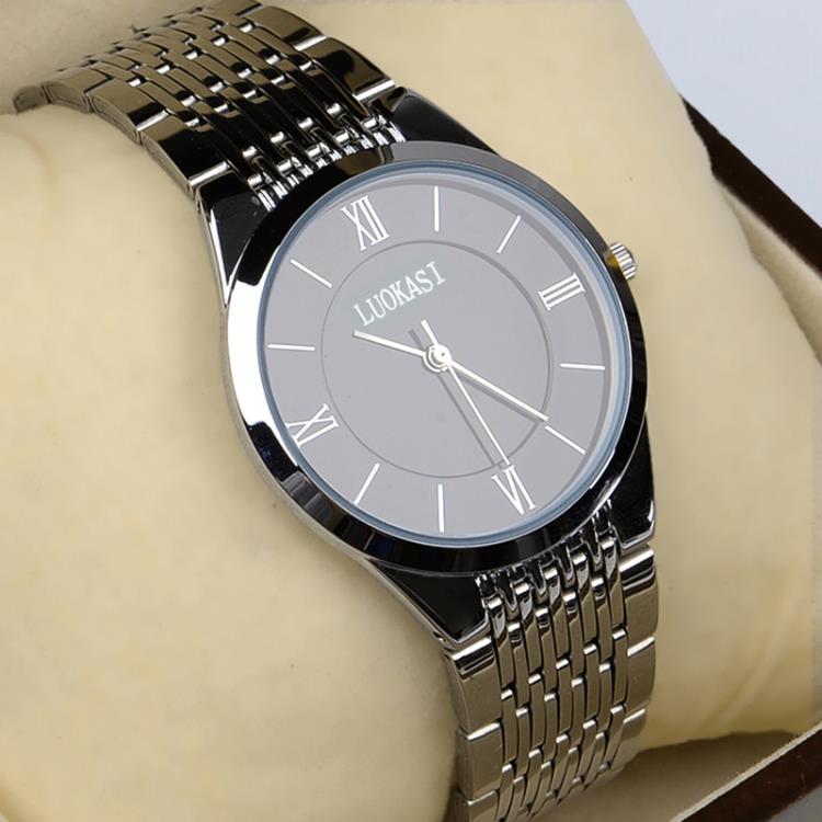3c周邊~新款手錶男士潮流精鋼防水全自動石英表時尚超薄非機械表男表 全館免運