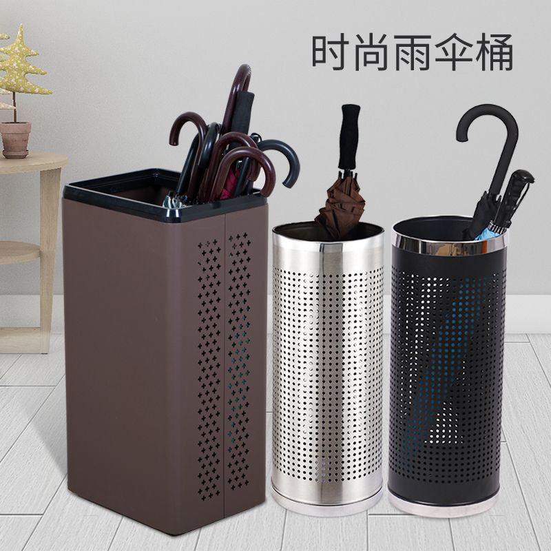 開發票 雨傘架 雨傘桶大號商用圓形雨傘收納筒雨傘架不銹鋼長方形門口高檔放傘桶