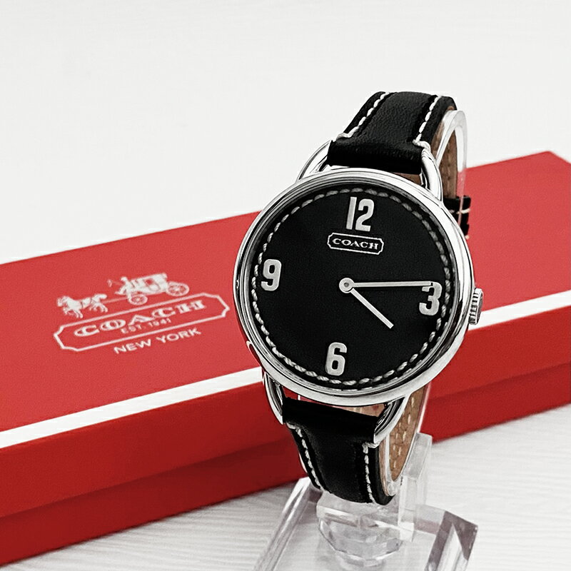 美國百分百【全新真品】COACH 手錶 14501640 皮革錶帶 專櫃精品 女錶 36mm 黑色 DA88