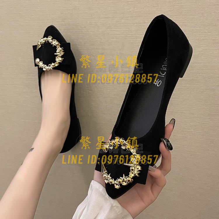 單鞋女春季款百搭淺口尖頭平底女鞋孕婦鞋時尚豆豆鞋【繁星小鎮】