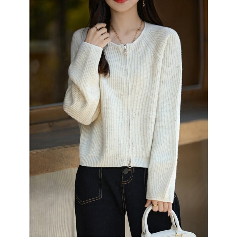 【巴黎精品】現貨+預購 100%羊毛外套針織毛衣-保暖休閒羊毛針織豆豆紗女外套2色a1id48