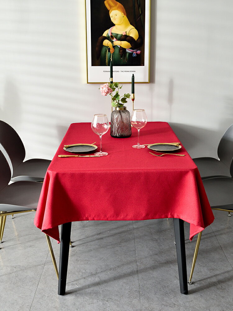 棉麻大圓桌春節桌布中國風紅色結婚餐桌布藝長方形家用茶幾布喜慶