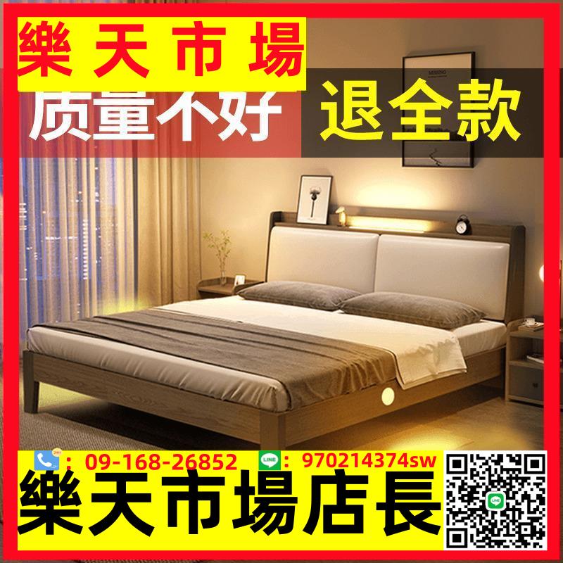 （高品質）床實木現代簡約1.5米雙人床簡易1.8米家用經濟出租房1.2m單人床架