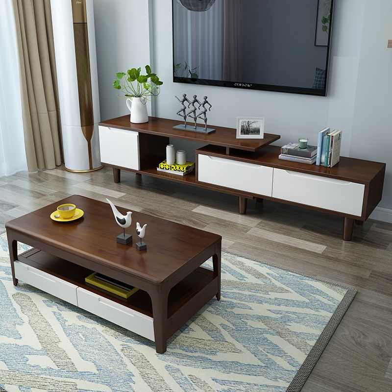 北歐簡約風格全實木電視帶柜茶幾組合小戶型客廳簡約現代套裝家具