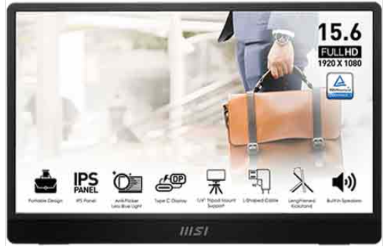 微星 MSI PRO MP161 E2 可攜式螢幕 商務隨身螢幕 15.6吋 FHD Type C 喇叭