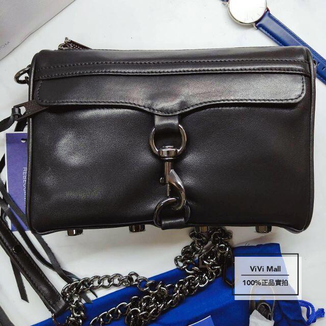 『Marc Jacobs旗艦店』Rebecca MinkoffMINI MAC黑色鐵灰鍊｜美國代購｜經典真皮鏈條時尚包