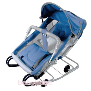 【Babybabe】 雙管加寬彈搖椅-含蚊帳 688A (卡其/藍)