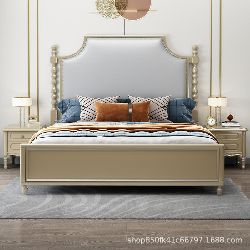 優樂悅~美式實木床輕奢主臥雙人床1.8米大床現代簡約歐式婚床高箱儲物床