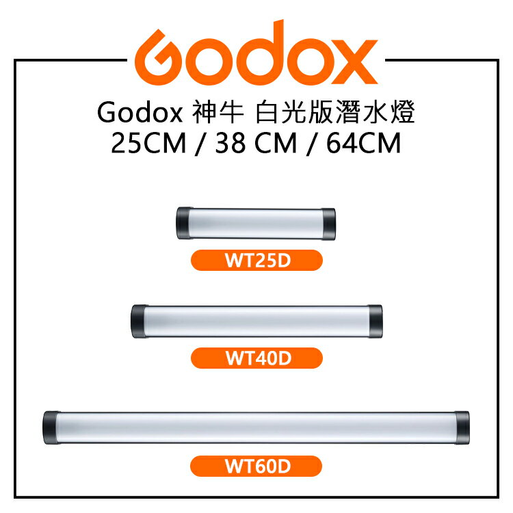 EC數位 GODOX 神牛 25CM 38CM 64CM 白光版潛水燈 WT25D WT40D WT60D IP68防水