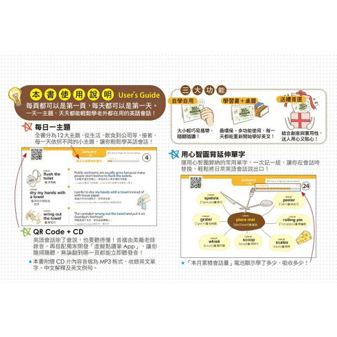 365天,英語會話日曆:每天都從單字開始學老外天天在用的英文(贈虛擬點讀筆App + 1 CD + 1防水收藏盒) 1