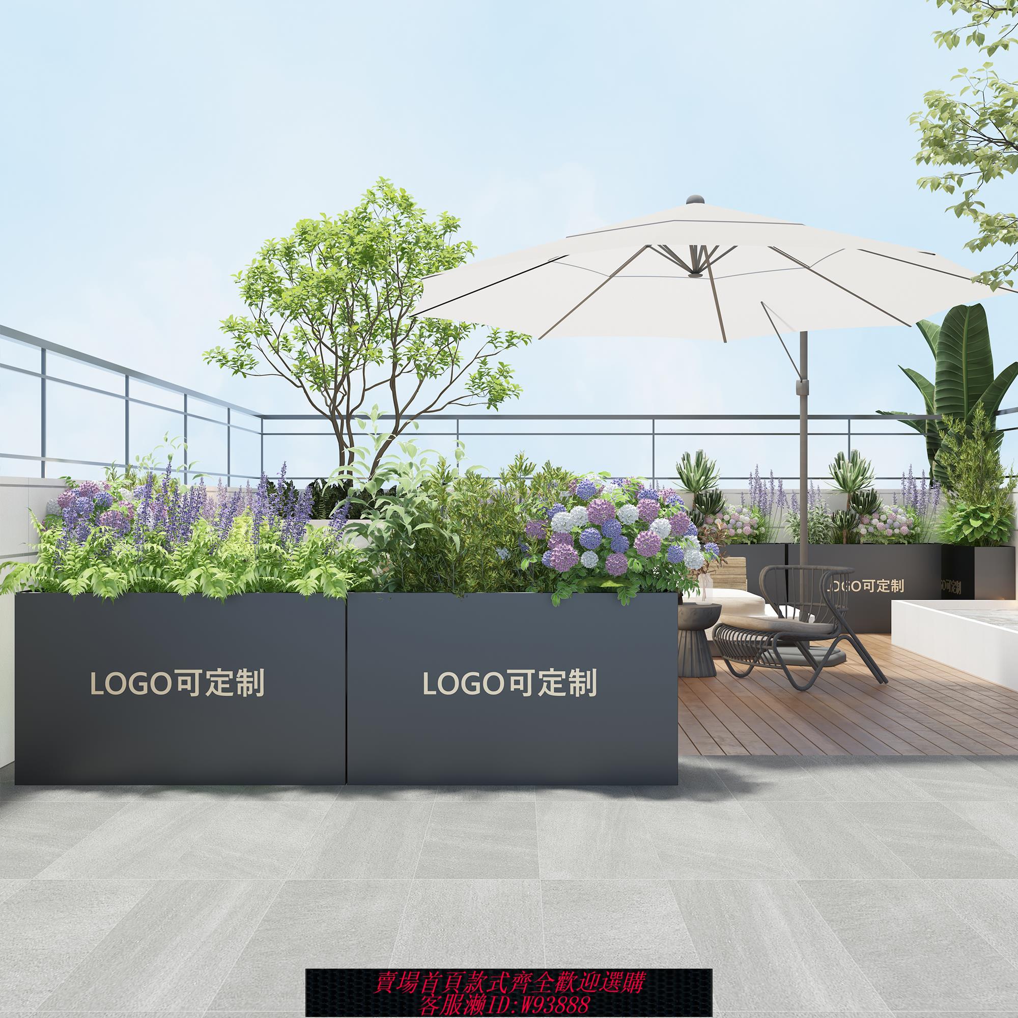 {臺灣公司貨 可打統編}戶外鐵藝不銹鋼花箱組合長方形種植箱隔斷花槽商業街廣場圍欄花壇