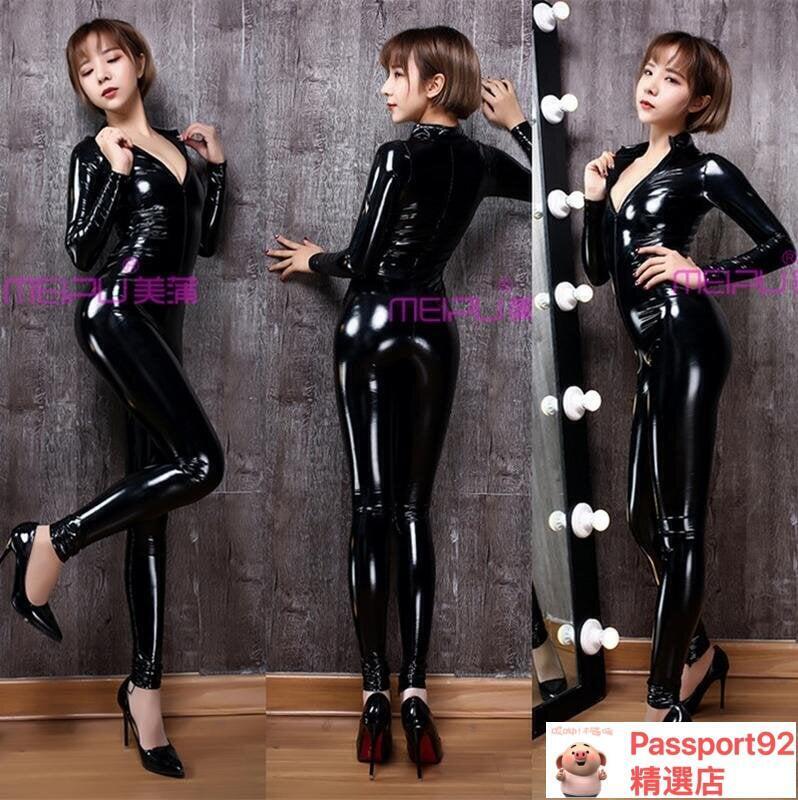 【全球優品匯】夜色行雙拉頭pu皮褲緊身連體衣打底皮衣漆皮亮面搜查官鏡面打底褲 全臺最大的網路購物市集