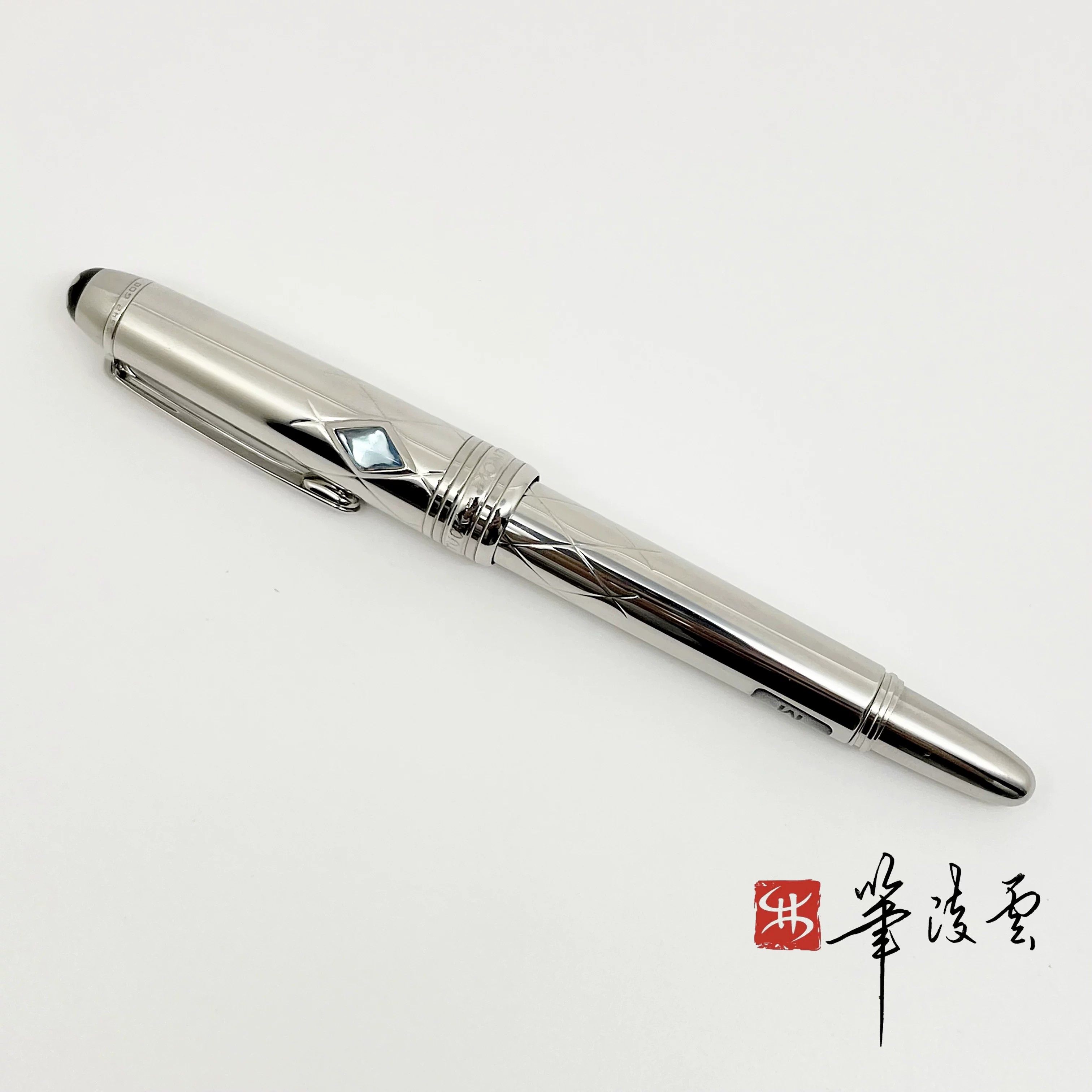 筆凌雲萬寶龍montblanc 停產袖珍精鋼叢林之眼藍寶石鋼筆書寫送禮