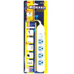 東亞 電源線組(延長線) 5插1切 6.6 呎 3P 15A(附3轉2插頭) TY-135