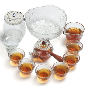 日式加厚耐熱玻璃茶具套裝整套家用功夫茶具簡約泡茶壺透明茶杯子