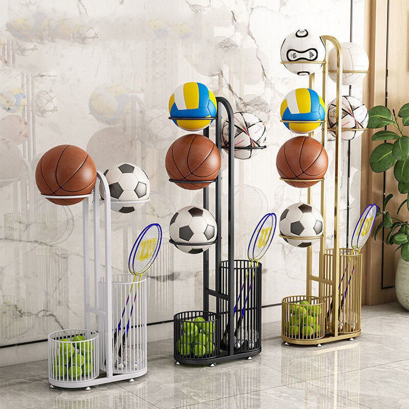 籃球收納架 鐵藝籃球J收納架家用室內足球排球羽毛球落地球類置物架放球的架