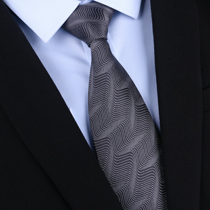 真絲領帶桑蠶絲襯衫男士正裝商務領帶韓版窄結婚休閑職業灰色8cm