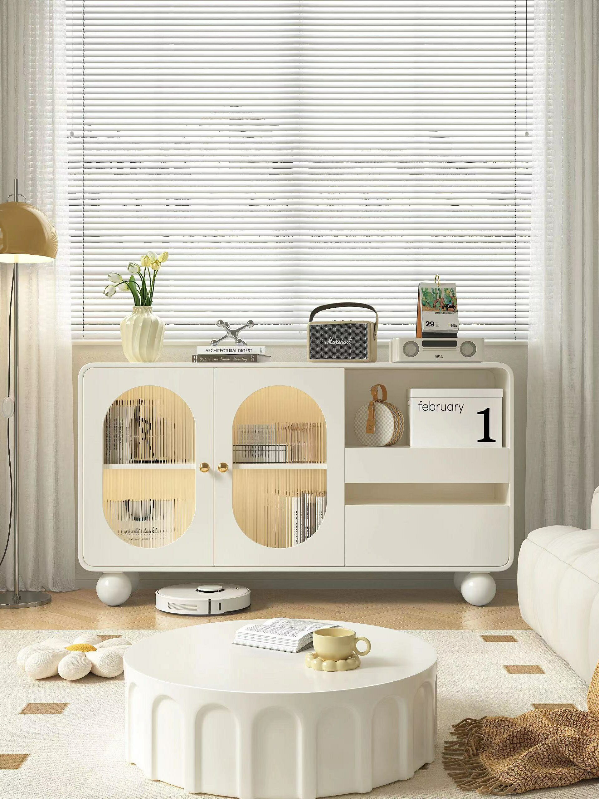 2023新款后現代簡約飄窗櫃家用小戶型輕奢法式臥室儲物白色餐邊櫃