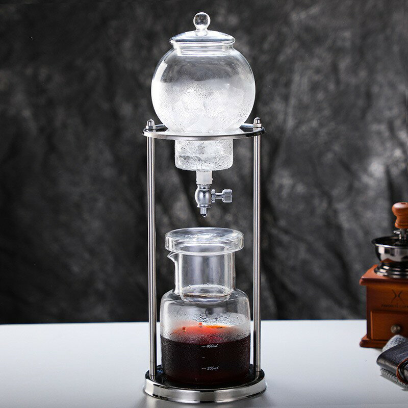 優樂悅~跨境專供 夏季經典玻璃咖啡壺冰滴壺 泡冷飲茶壺冷萃咖啡不銹鋼手沖壺 茶壺