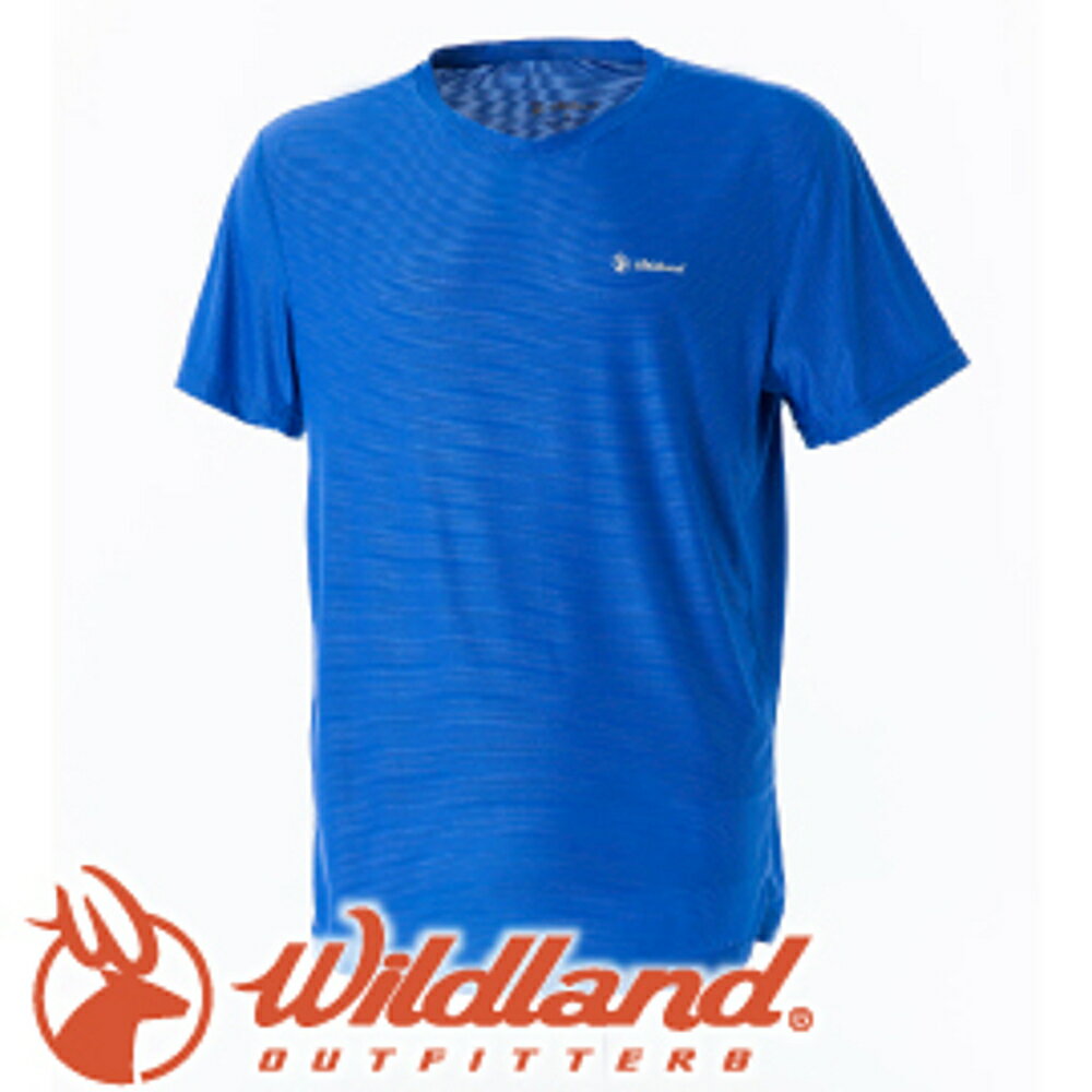 【Wildland 荒野 男款 銀纖維排汗抗菌上衣《寶藍》】0A51632/春夏款/排汗衣/短袖
