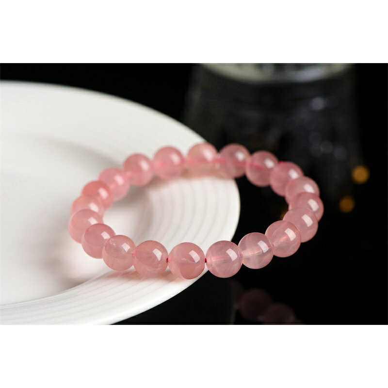 ISONA 7A級圓珠順髮絲天然馬粉水晶手鏈粉水晶手串珠水晶串珠水晶手鍊 5