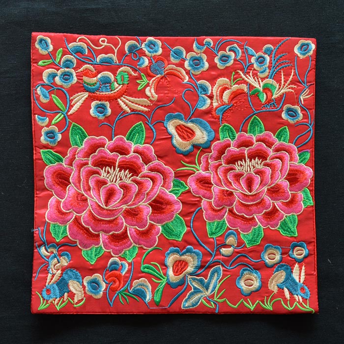 中式民族風繡片牡丹花紅色工藝刺繡鼠標墊電話墊 外事禮品 8
