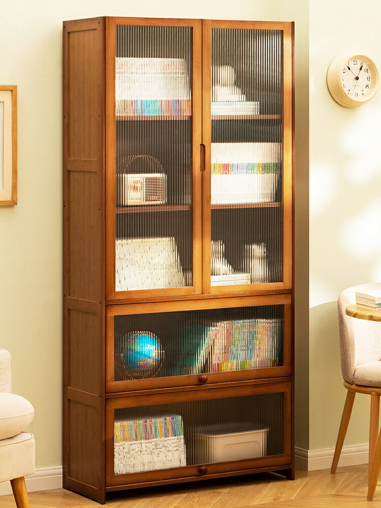 【免運】 書架置物架落地書柜子家用兒童多層簡易客廳收納辦公室實木靠墻邊