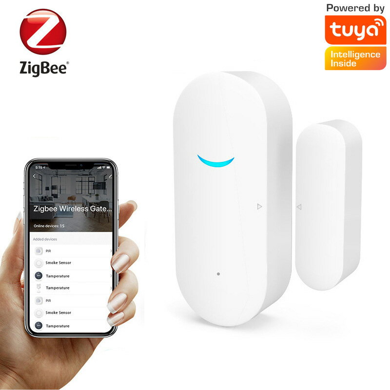 涂鴉Zigbee門磁門窗傳感器智能家居系統家用提醒器防盜感應報警器