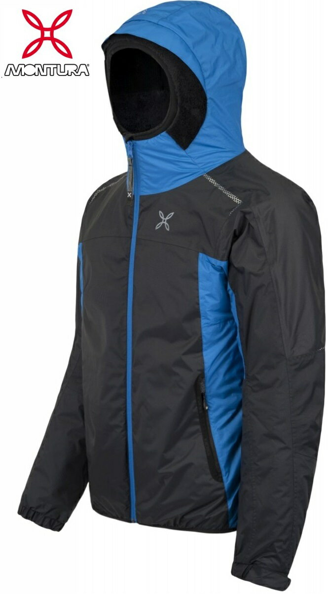 【零碼特價】MONTURA 撥水抗風保暖連帽外套/防水化纖/滑雪外套/雪衣 Nevis Primaloft 男款 MTJAD89X 黑藍9026