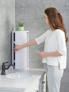 浴室置物架旋轉吸壁式免打孔衛生間洗漱臺塑料收納洗手間防水三角