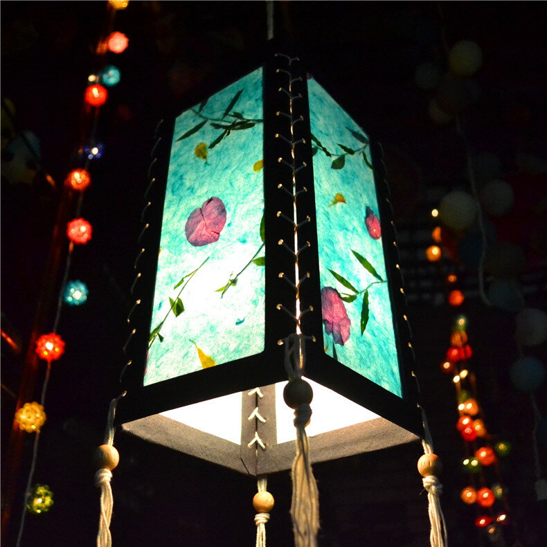 詩瑪哈東南亞風泰國手工干花紙燈罩柔光古風吊燈客棧外殼個性創意