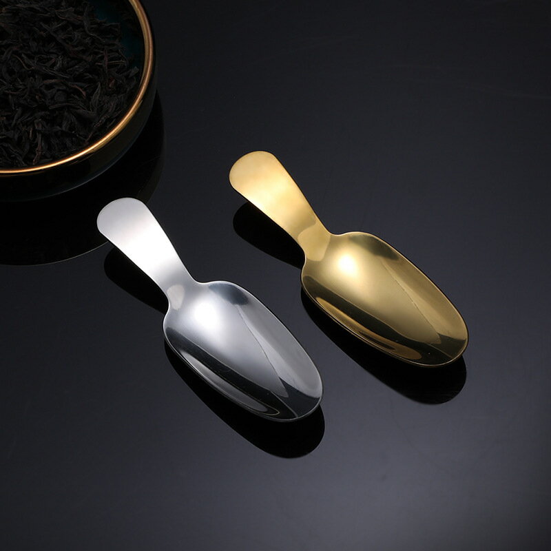304不銹鋼茶勺茶匙茶則茶鏟茶具配件茶葉鏟子家用甜品勺雪糕勺子