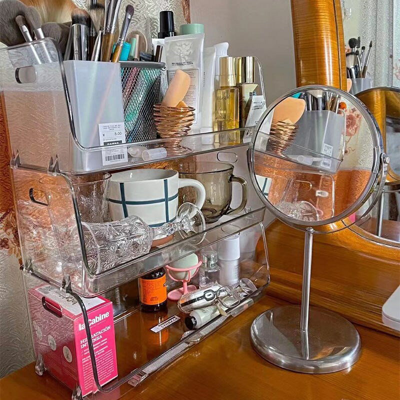 北歐化妝品浴室收納盒香水置物架鳥籠護膚品梳妝臺桌面收納架