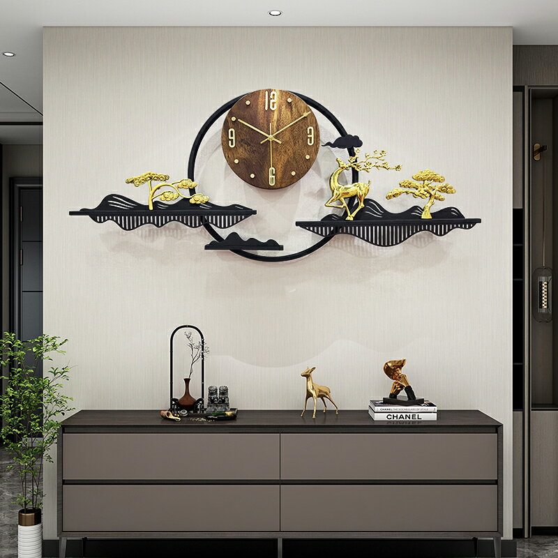 新中式輕奢純銅掛鐘2021新款現代高檔客廳時鐘長方形創意家用鐘表