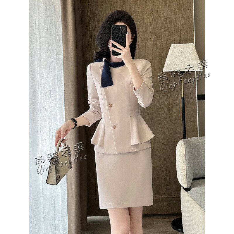 職業西裝套裝女 長袖氣質酒店前臺製服美容院工裝 珠寶店工作服