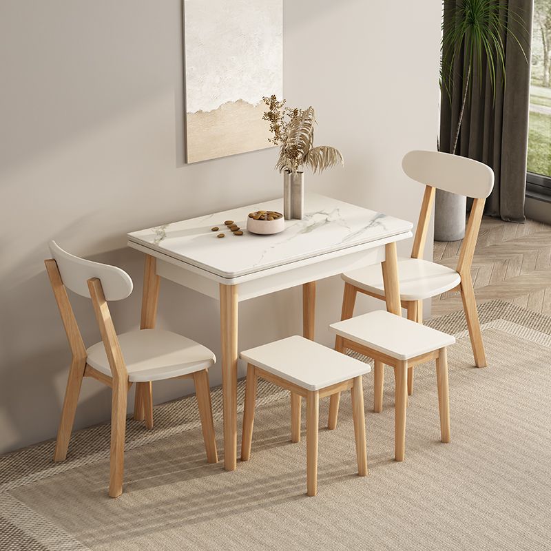【限時優惠】小戶型折疊巖板餐桌家用伸縮實木餐桌椅組合簡約長方形多功能桌子