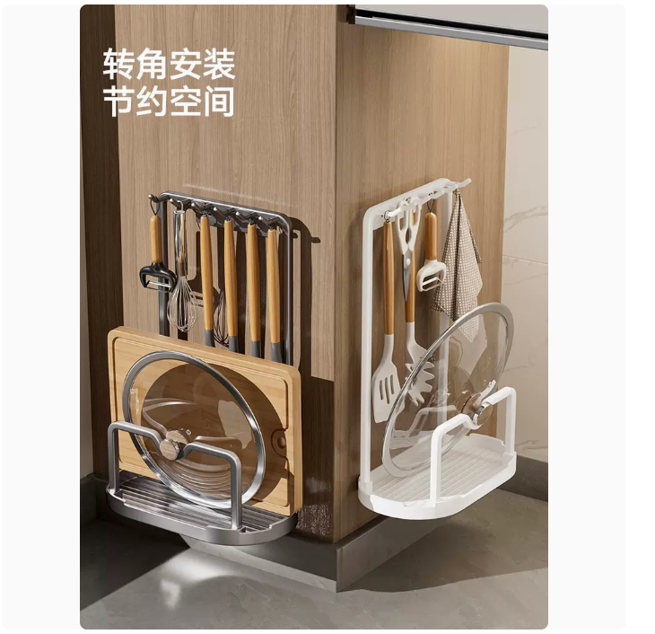 廚房鍋蓋架檯面砧板置物架放鍋蓋鍋鏟一體收納瀝水菜板架子 鍋蓋架 砧板架 廚房置物架