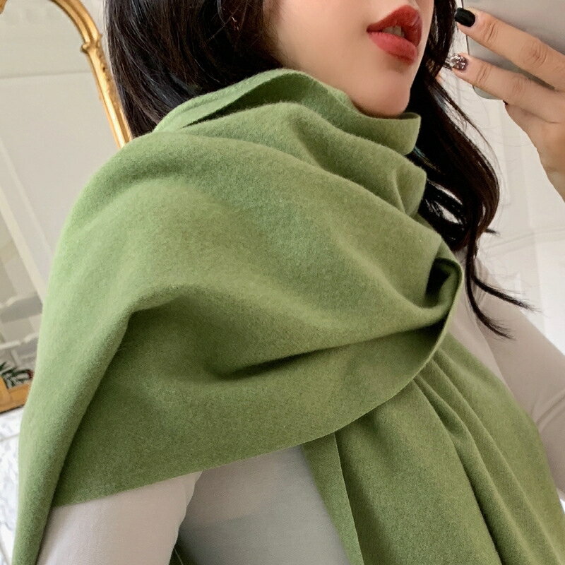 新款女士簡約加厚羊絨流蘇圍巾 冬季圍巾 大披肩 圍脖 職場披肩 氣質圍巾 披肩 夏季空調巾蓋毯 防曬披肩