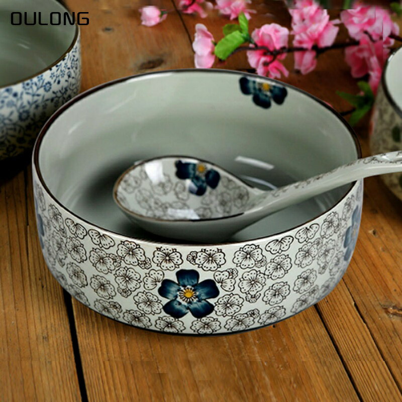 日式陶瓷大湯碗餐具 8寸大面碗拉面碗排骨碗家用釉下彩微波爐