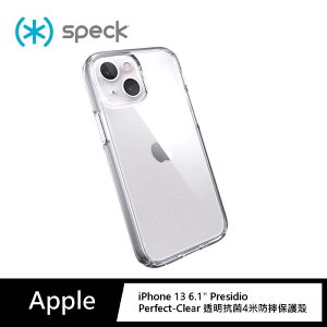 強強滾-Speck iPhone 13 6.1＂ Presidio Perfect-Clear 透明抗菌4米防摔保護殼