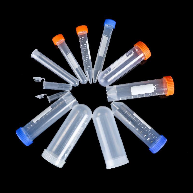 {公司貨 最低價}塑膠離心管刻度50ml/20ml/15ml/10ml分裝瓶透明連蓋圓底教學儀器