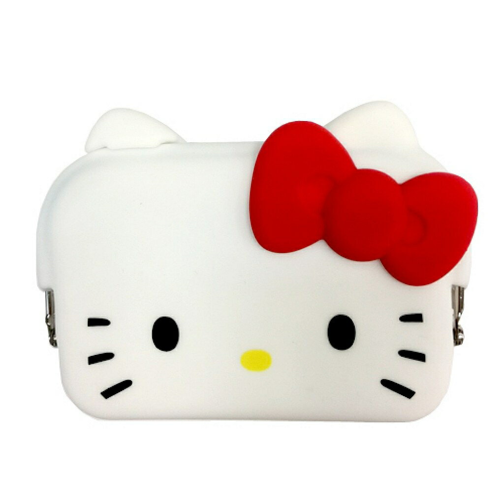 【震撼精品百貨】Hello Kitty 凱蒂貓 HELLO KITTY 矽膠證件包(白/長方型大臉/紅蝴蝶結) 震撼日式精品百貨