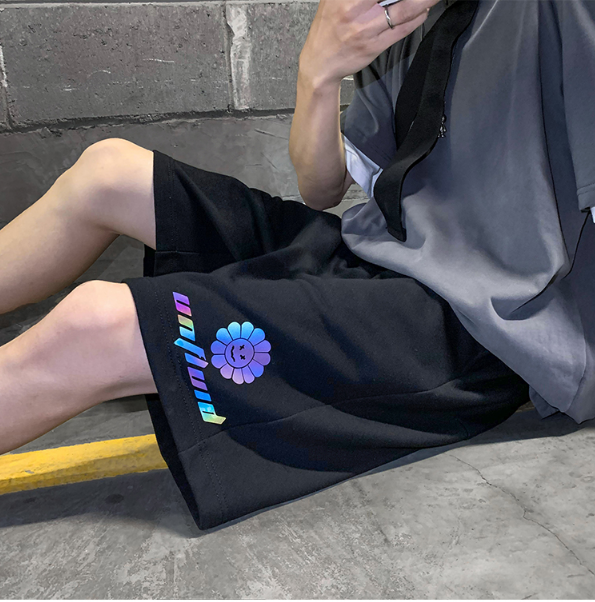 FINDSENSE X 男士短褲夏5分 運動 短褲反光夏寬鬆港味直筒褲