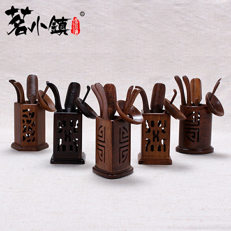 茶道六君子配件套裝茶勺茶盤擺件黑檀木實木竹製功夫茶具茶藝組合