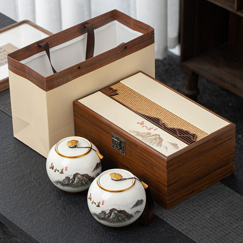 茶葉罐禮盒裝空盒包裝盒高檔陶瓷罐金駿眉龍井綠茶紅茶通用